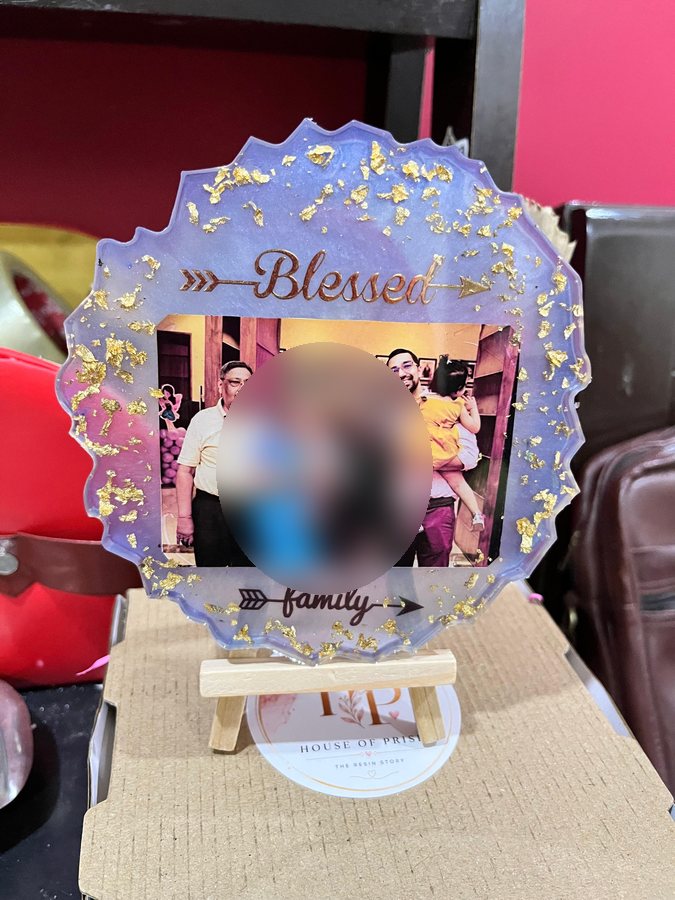 Purple gold Blessed family resin frame
