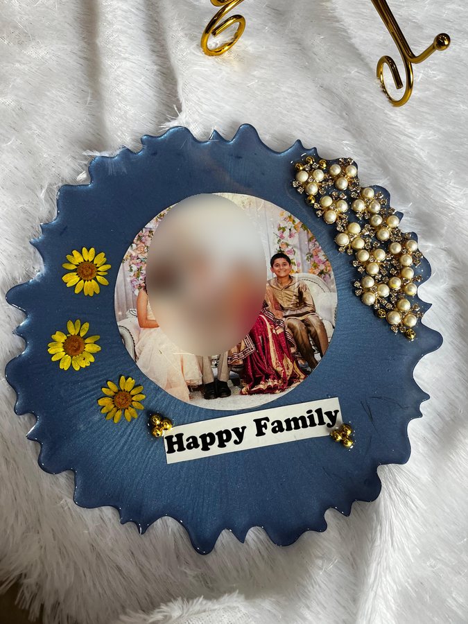 Navy blue family resin photo frame