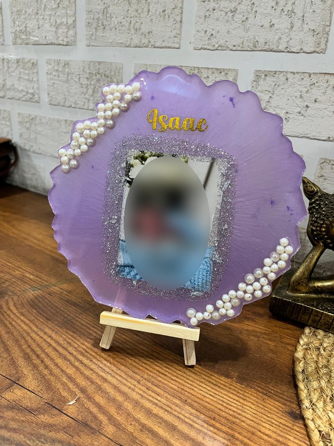 Purple pearl baby resin photo frame