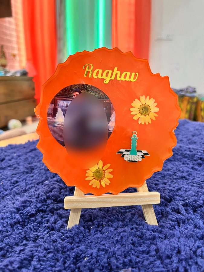 Orange personalised resin photo frame