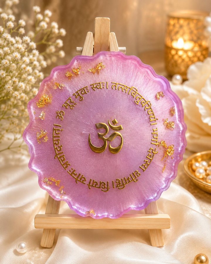 Gayatri mantra frame purple
