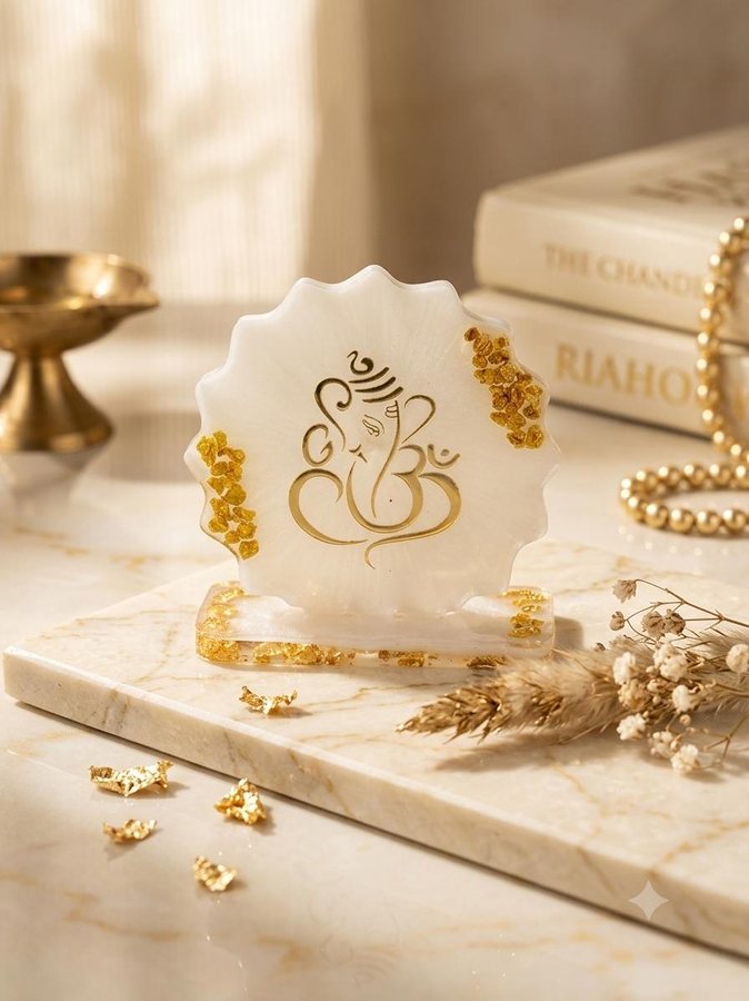 White pearl Ganesha standee