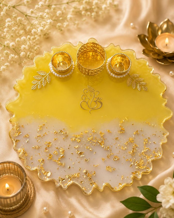 Gold Yellow Pooja Thali